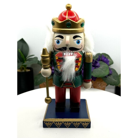Kurt Adler Hand-Painted Wooden Mini Nutcracker King With Staff & Crown - Picture 1 of 8